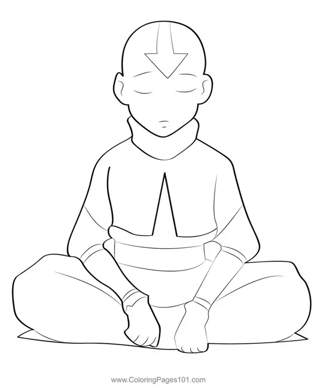 Aang berlatih pengendalian elemen Gambar Aang sedang bermeditasi